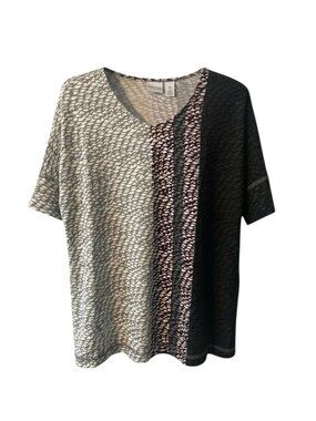 Chicos Weekends Tri Color 3/4 Sleeve Shirt Size )